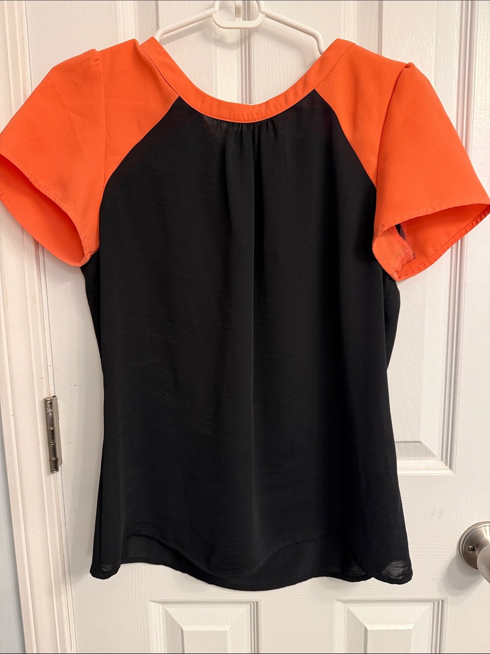 Women’s Navy & Salmon Short Sleeve Blouse